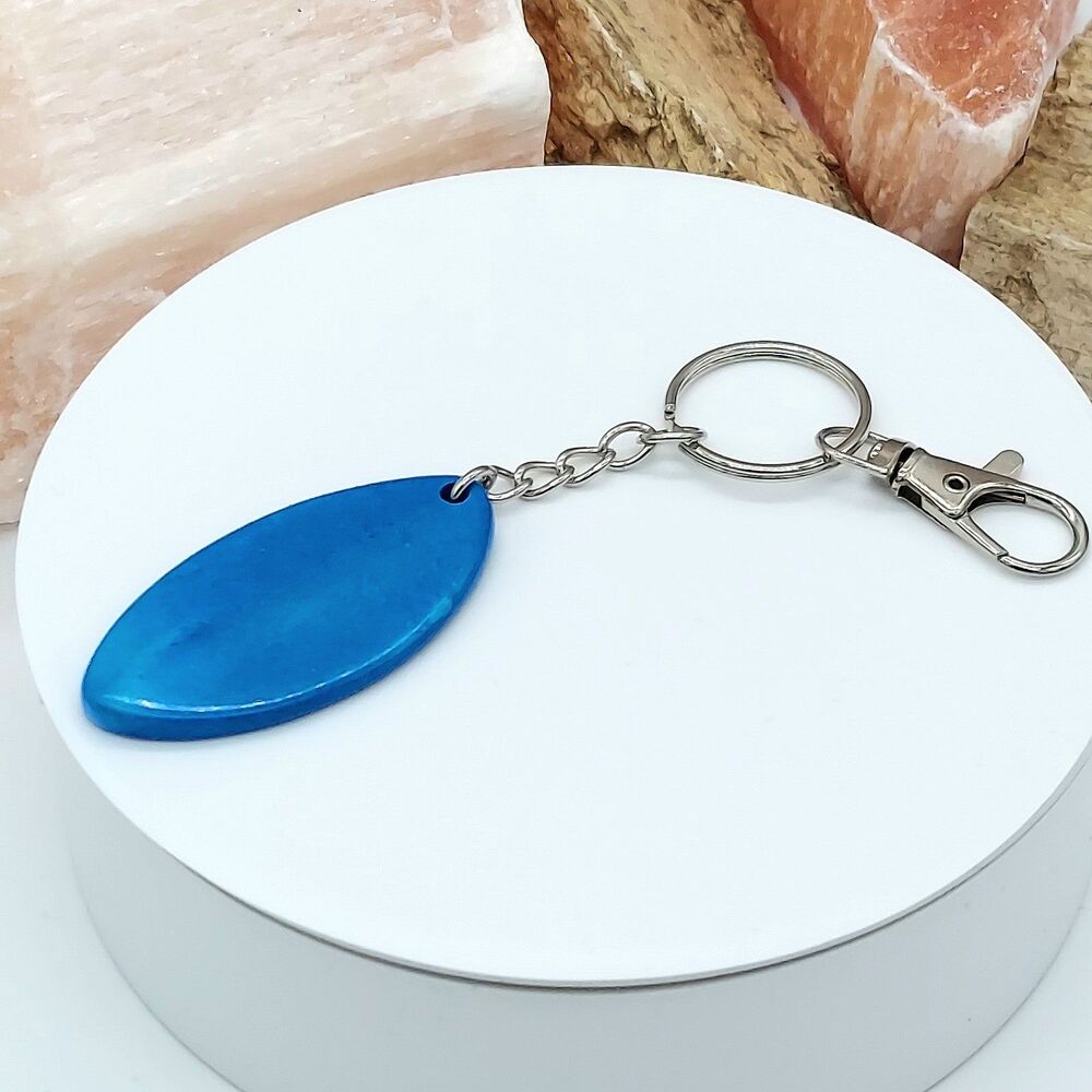 Turquoise Howlite Stone Keychain with Swivel Clip